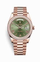 Copie Montre Rolex Day-Date 40 Or 18 carats Everose 228345RBR Vert olive Cadran m228345rbr-0011