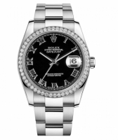 Réplique Rolex Datejust 36mm cadran en acier inoxydable noir 116244 BKRO