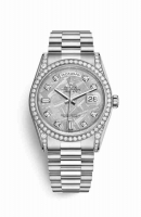 Copie Montre Rolex Day-Date 36 cerceaux en or blanc 18 carats sertie de diamants 118389 Meteorite sertie de diamants Cadran m118389-0102