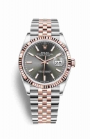 Copie Montre Rolex Datejust 36 Everose Roles ou Oystersteel 18 ct Everose or 126231 rhodium fonce Cadran m126231-0013