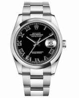 Réplique Rolex Datejust en acier de 36mm d?me lunette cadran noir 116200 BKRO