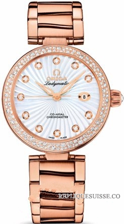 Omega De Ville Ladymatic Dames Rose Or Diamants MOP 425.65.34. Montre Réplique