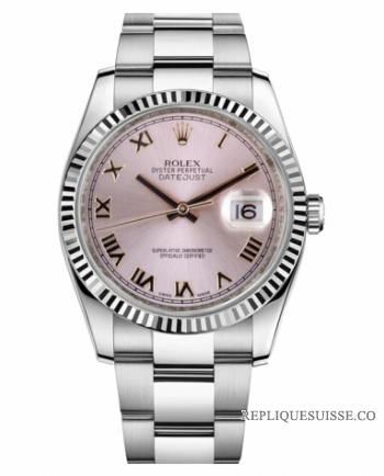 Réplique Rolex Datejust en acier de 36mm Rose Dial bracelet Oyster 116234 PRO