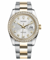 Réplique Rolex Datejust en acier et or jaune Or Argent cadran jubile 116243 SJDO