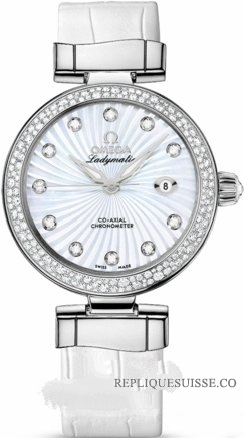 Omega De Ville Ladymatic Blanc MOP Diamant 425.38.34.20.55.001 Montre Réplique