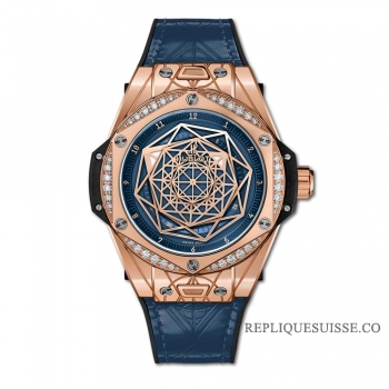 Réplique Hublot Big Bang One Click Sang Bleu King Gold Blue Diamonds