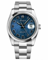 Réplique Rolex Datejust en acier de 36mm d?me lunette cadran bleu Jubile 116200 BLJRO