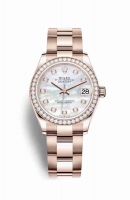 Copie Montre Rolex Datejust 31 18 ct Everose or 278285RBR Blanc nacre sertie de diamants Cadran m278285rbr-0011