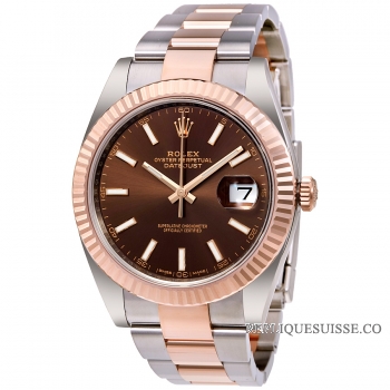 Réplique Rolex Datejust 41 126331 acier de Dial de Chocolate et Or de 18k Everose