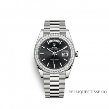 Rolex Day-Date 40 or blanc 18 ct M228349RBR-0002 Cadran noir