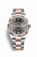 Copie Montre Rolex Datejust 36 Everose Roles ou Oystersteel 18 ct Everose or 126231 Rhodium fonce serti de diamants Cadran m126231-0024