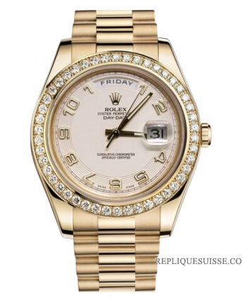 Réplique Rolex Day Date II President jaune or Ivory concentric cadran 218 218348 ICAP