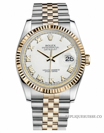 Réplique Rolex Datejust 36mm acier et Jaune or blanc Dial 116233 WRJ