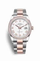 Copie Montre Rolex Datejust 36 Everose Roles ou Oystersteel 18 ct Everose or 126281RBR cadran blanc m126281rbr-0004