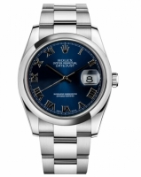 Réplique Rolex Datejust en acier de 36mm d?me lunette cadran bleu 116200 BLRO