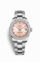 Copie Montre Rolex Datejust 31 White Rolesor Oystersteel or blanc 18 carats 178384 Rose set diamants Cadran m178384-0064