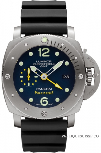 Copie Montre Panerai Luminor Submersible 1950 3 Jours GMT Automatique Titanio 47mm PAM00719