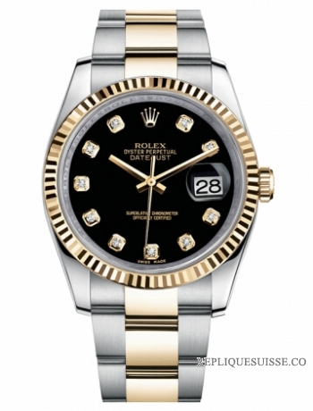 Réplique Rolex Datejust 36mm acier et or noir Dial 116233 BKDO