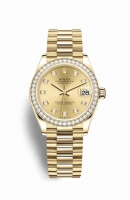 Copie Montre Rolex Datejust 31 or jaune 18 carats 278288RBR Champagne-couleur diamants Cadran m278288rbr-0005