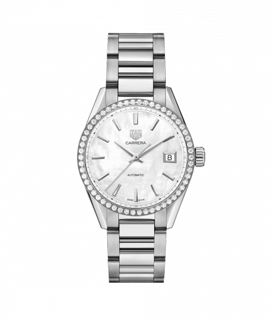 TAG Heuer Carrera Calibre 5 Mesdames cadran blanc automatique avec diamants WBK2316.BA0652