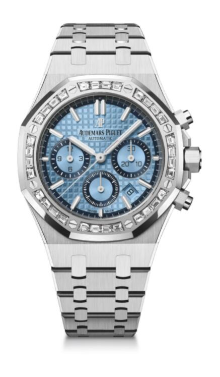 Copie de Audemars Piguet Royal Oak Chronographe 38 Or Blanc Diamant Bleu Clair 26318BC.ZZ.1256BC.01