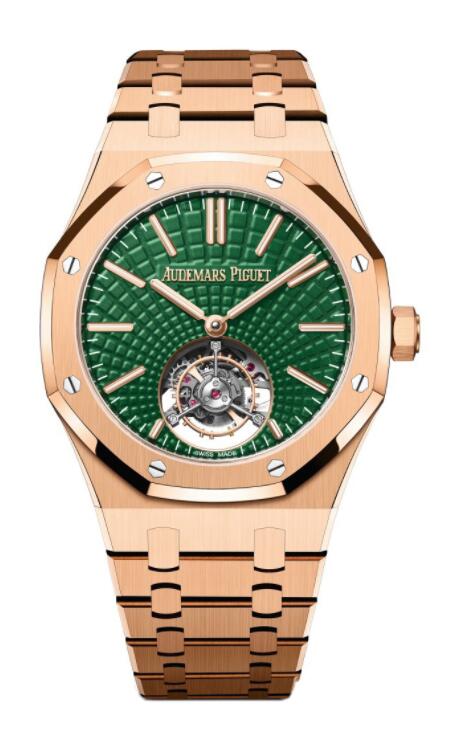 Réplique Audemars Piguet Royal Oak Tourbillon Volant Automatique Or Rose Vert 26533OR.OO.1220OR.01