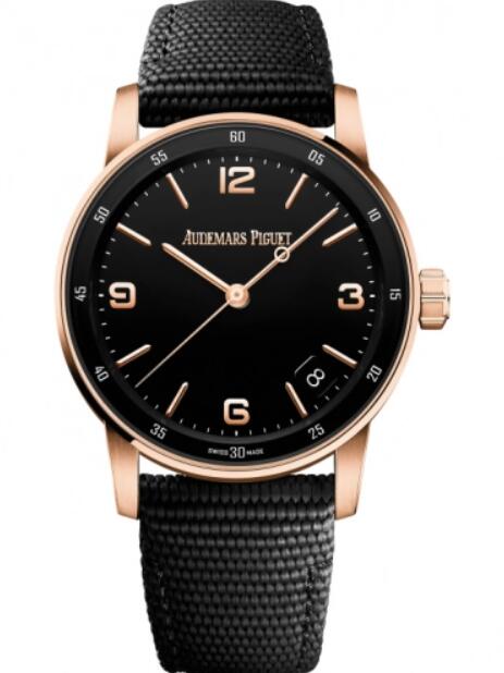 Montre Audemars Piguet Code 11.59 automatique en or rose, 41 mm, cadran noir, bracelet en caoutchouc, 15210OR.OO.A002KB.01 Montre Audemars Piguet Code 11.59 automatique en or rose, 41 mm, cadran noir, bracelet en caoutchouc, 15210OR.OO.A002KB.01