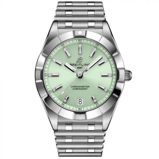 Montre femme Breitling Chronomat 32 mm, cadran vert, acier inoxydable, diamants, A77310101L1A1 Montre femme Breitling Chronomat 32 mm, cadran vert, acier inoxydable, diamants, A77310101L1A1