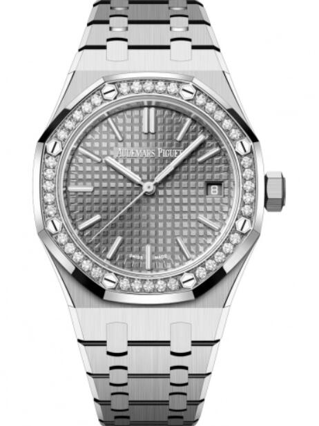 Montre Audemars Piguet Royal Oak automatique en acier inoxydable, 37 mm, cadran gris et diamants, 15551ST.ZZ.1356ST.03 Montre Audemars Piguet Royal Oak automatique en acier inoxydable, 37 mm, cadran gris et diamants, 15551ST.ZZ.1356ST.03