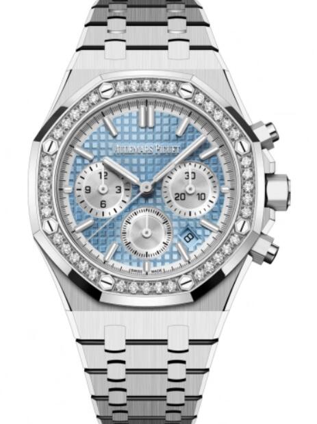 Montre Audemars Piguet Royal Oak Chronographe Automatique Acier Inoxydable 38 mm Bleu Clair Diamant 26715ST.ZZ.1356ST.01 Montre Audemars Piguet Royal Oak Chronographe Automatique Acier Inoxydable 38 mm Bleu Clair Diamant 26715ST.ZZ.1356ST.01